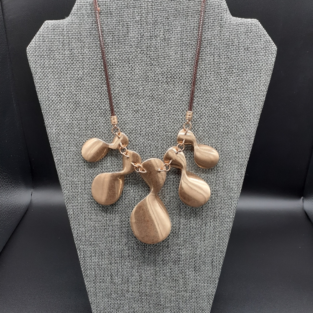 Golden Bronze Chunky Abstract Statement Necklace NWOT